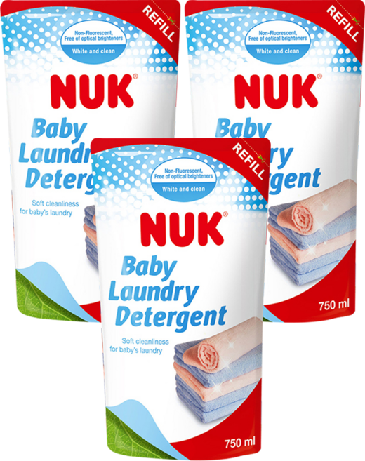 NUK 嬰兒洗衣精補充包 750ml 無螢光劑添加 無化學殘留 無需額外柔順劑, 3包