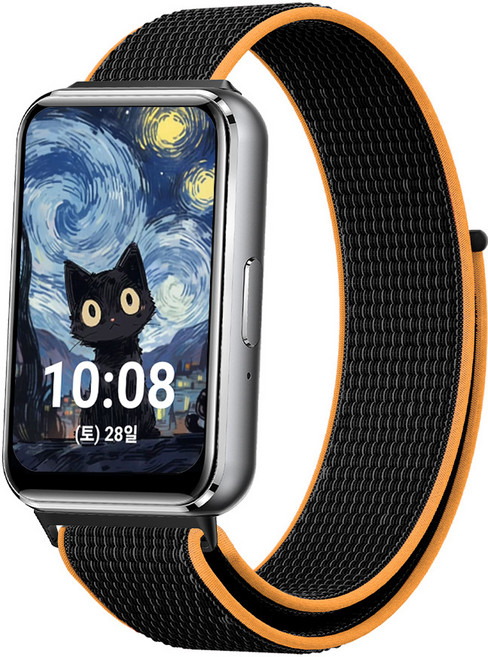 누아트 갤럭시핏3 나일론 스포츠루프 스트랩, 블랙오렌지, 1개