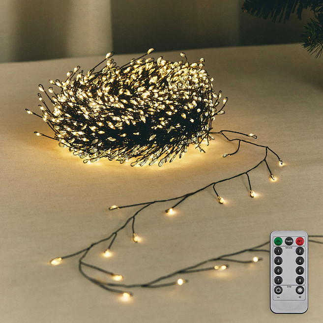 지네전구 LED 줄조명 USB 1200구 + 리모콘 세트, 웜 화이트(줄조명), 블랙(리모컨), ONE SIZE, 1세트