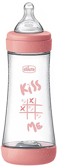 chicco Perfect 5 完美防脹PP奶瓶 三孔, 粉色, 300ml, 1個