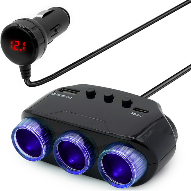 에이스피드 차량용 고속 충전기 QC3.0 + PD + 시거잭, 블랙, C42