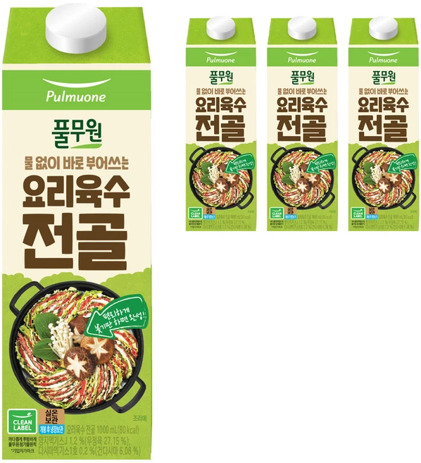 풀무원 요리육수 전골, 1L, 4개 - 쿠팡