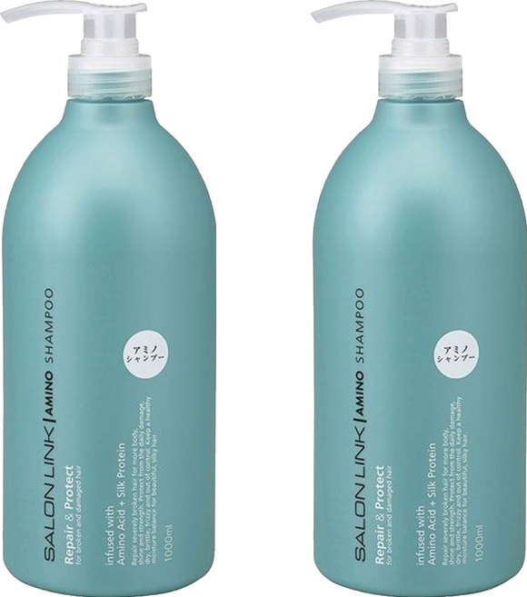 KUMANO 熊野油脂 沙龍級氨基酸洗髮精 零矽靈配方 16種氨基酸 淨化頭皮髮絲 蓬鬆有光澤, 1L, 2瓶