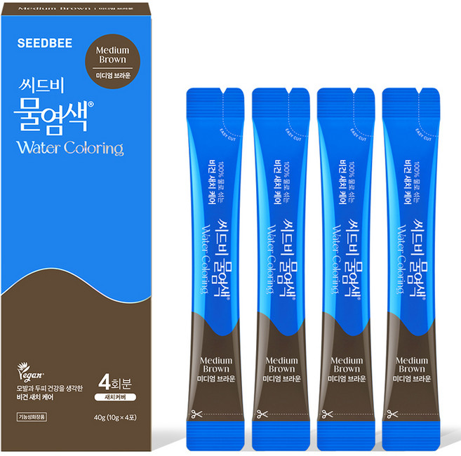씨드비 프리미엄 물염색 시즌2 4p, 미디엄브라운, 1개
