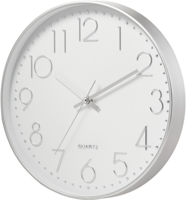 바이아 무소음 벽시계 20cm, 실버