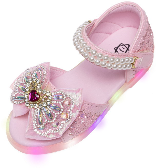 라스텔라 여아용 퓨어 하트 LED 공주 샌들
