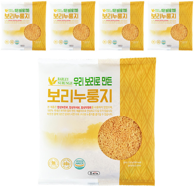 참좋은식품 우리보리로 만든 보리 누룽지, 150g, 5개