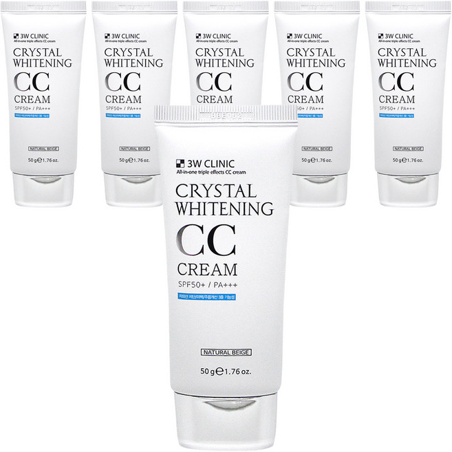 3W클리닉 크리스탈 화이트닝 CC크림 SPF 50+ PA+++, 내추럴베이지, 50g, 6개