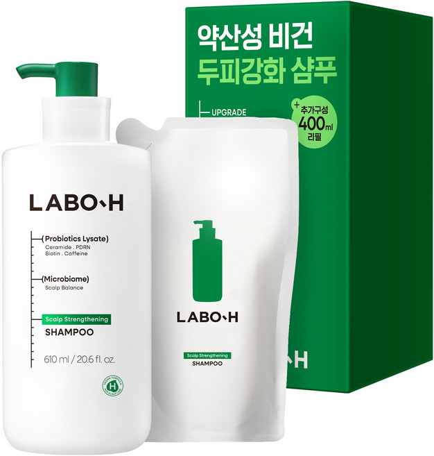 라보에이치 두피강화 클리닉 샴푸 610ml + 리필 400ml 세트, 1세트