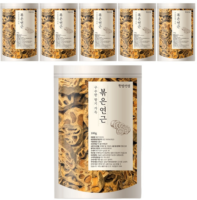 한방선생 볶은 연근차, 100g, 6개