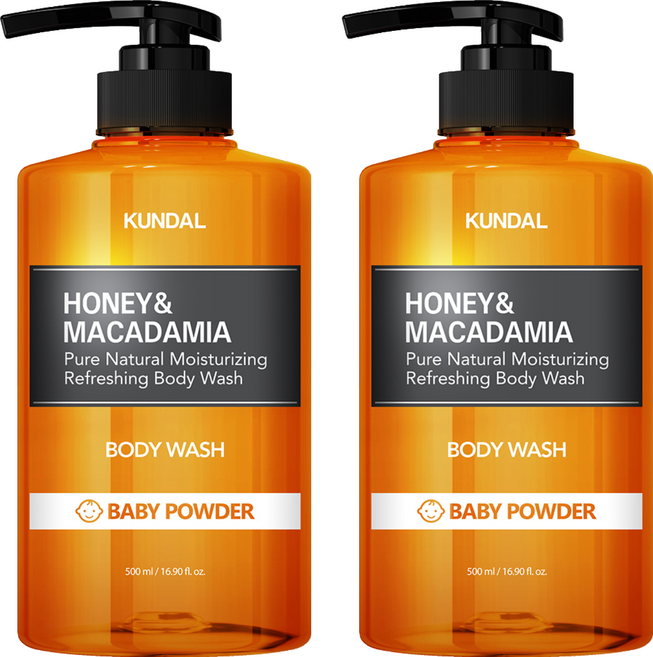 KUNDAL 昆黛爾 蜂蜜澳洲堅果保濕沐浴露 Baby Powder, 500ml, 2瓶