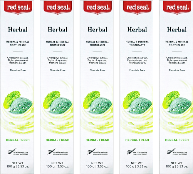 red seal 紅印 清新草本牙膏, 5條