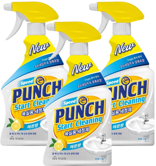 스피드 펀치 욕실용 세정제, 3개, 800ml