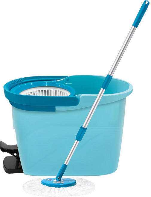 EASY CLEANER 家簡塵除 新雙驅動旋轉拖把組 1桶1拖1布, 1組
