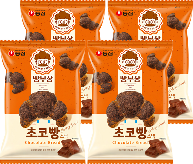 농심 빵부장 초코빵, 55g, 4개