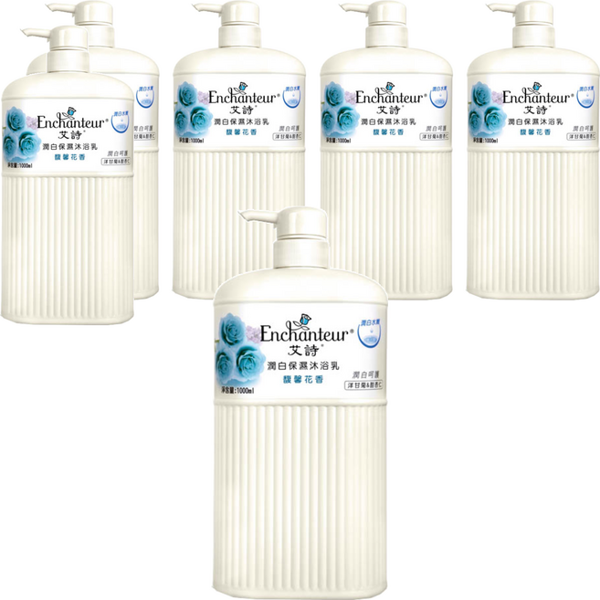 Enchanteur 艾詩 潤白保濕沐浴乳 馥馨花香, 1L, 6瓶