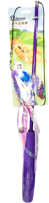 OurPets 三節式 伸縮逗貓棒, 藍色瓢蟲, 1支