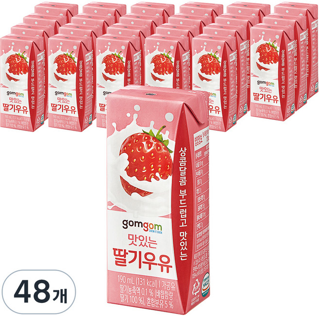 곰곰 멸균 딸기 우유, 190ml, 48개