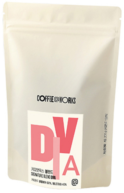 커피앳웍스 디바 커피원두, 200g, 홀빈(분쇄안함), 1개