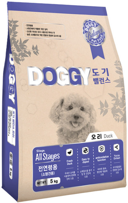 인터펫코리아 전연령 도기밸런스 건식사료 소형견용, 오리, 5kg, 1개