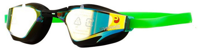SWANS SWANS Valkyrie 頂級防霧曲面鍍膜泳鏡 SR-72M, 綠色 + 橘色(鏡片), 1個