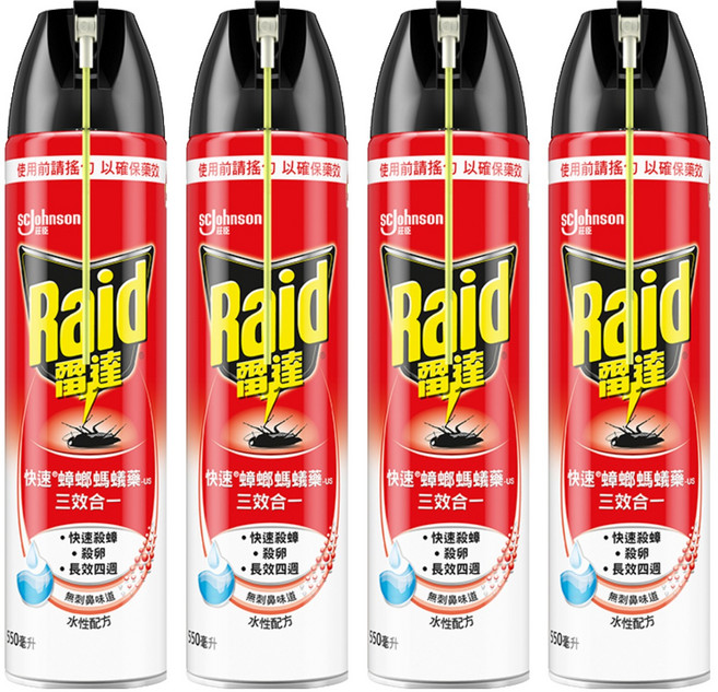 Raid 雷達 快速蟑螂螞蟻藥 無味, 550ml, 4罐