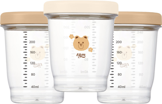 티지엠 에코젠 이유식 용기 3종, 240ml, 탠브라운 + 아이보리, 1세트