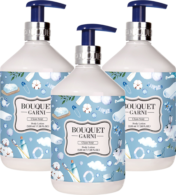 BOUQUET GARNI 香氛身體乳液 Clean Soap, 肥皂香, 520ml, 3瓶