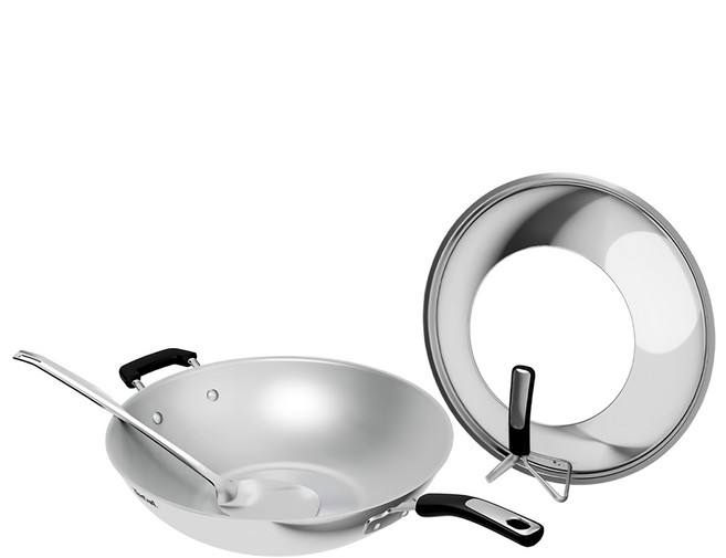Tefal 特福 電磁爐適用 Savory頂級不鏽鋼 36cm炒菜鍋組合, 1個, 單柄炒鍋 + 鍋蓋 + 鍋鏟, 銀色