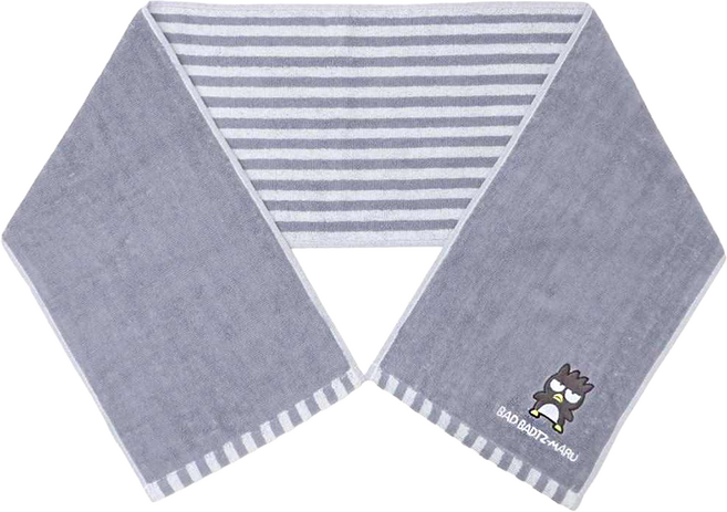 MARUSHIN 丸真 運動長毛巾 20X110CM 100%棉, 酷企鵝 灰色, 1條