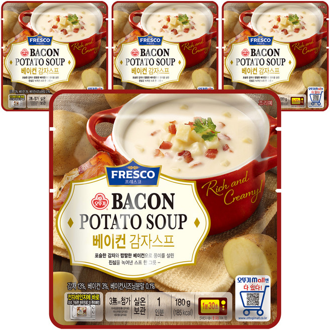 오뚜기 프레스코 베이컨 감자스프, 180g, 4개
