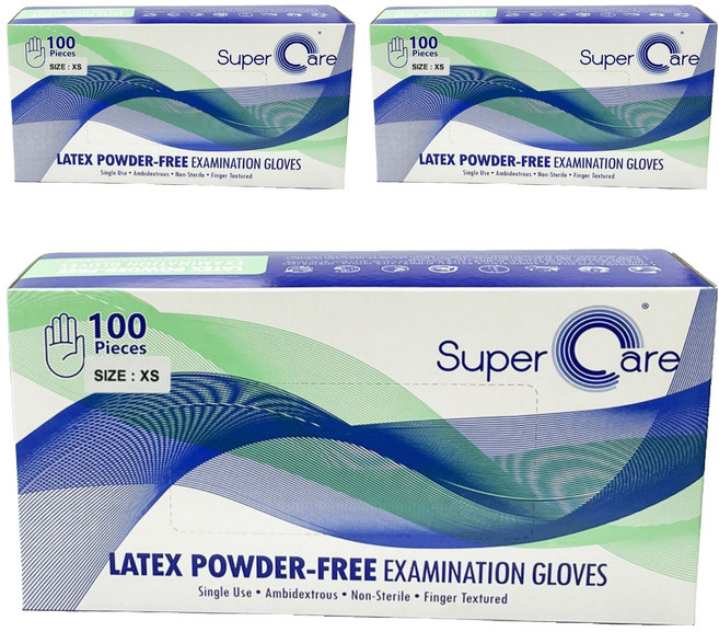 슈퍼케어 라텍스 진료용장갑, XS, 3개