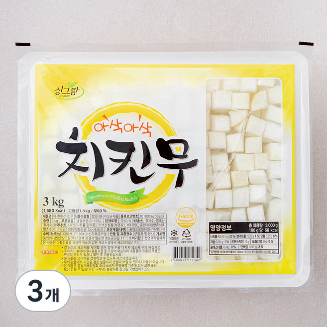 싱그람 아삭아삭 치킨무, 3kg, 3개