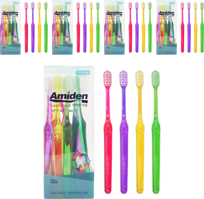 아미덴 플러스 일반모 칫솔, 5개, 12개입