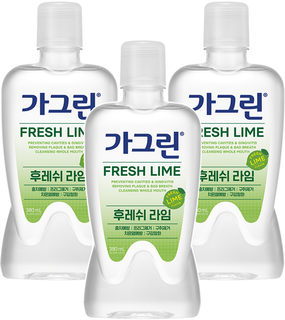 가그린 후레쉬라임 구강청결제, 380ml, 3개