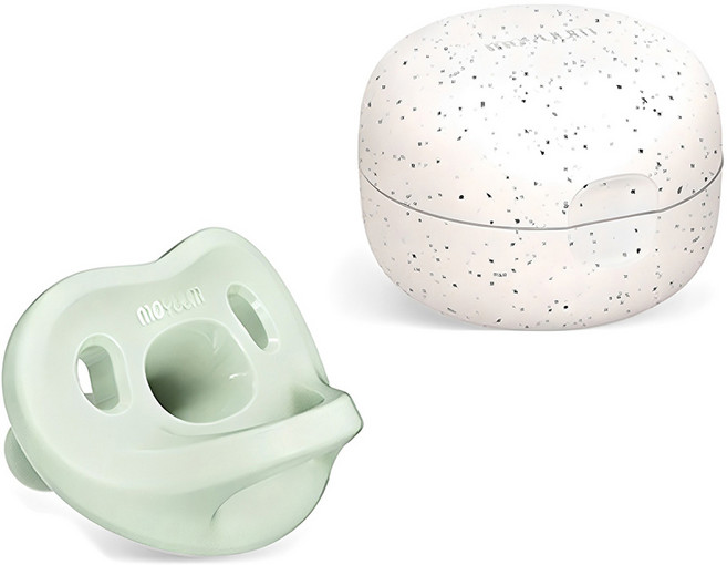 모윰 올 실리콘 마카롱 쪽쪽이 노리개젖꼭지 + 전용 케이스, 3단계(6개월이상), 세이지, 1세트