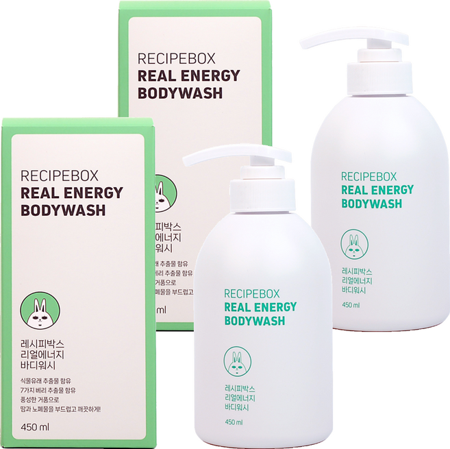레시피박스 리얼에너지 바디워시, 450ml, 2개