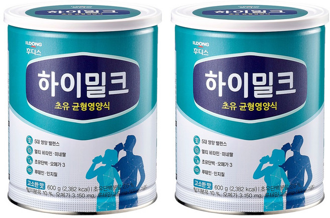 일동후디스 하이밀크 초유 균형영양식 성인분유, 600g, 2개