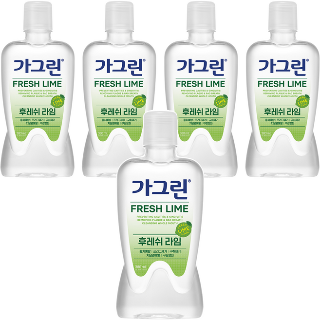가그린 후레쉬라임 구강청결제, 380ml, 5개
