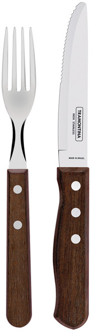 트라몬티나 트레딕셔널 우드핸들 커트러리 점보 퀸세트, 점보 테이블포크 + 점보 퀸 스테이크나이프, 1세트
