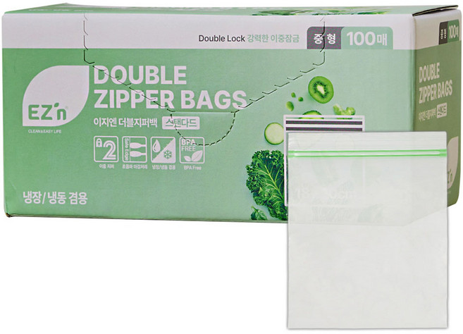 EZn이지엔 스탠다드 더블지퍼백, 중(M), 100개입, 1개