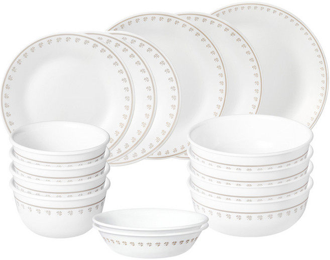 코렐 리틀클로버 원형 4인 식기세트 16p, 화이트, 공기 4p + 대접 4p + 접시 8p, 1세트