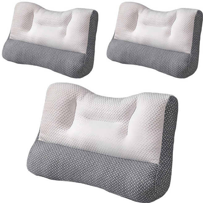 3D針織棉護頸枕, 灰色 + 白色, 3個