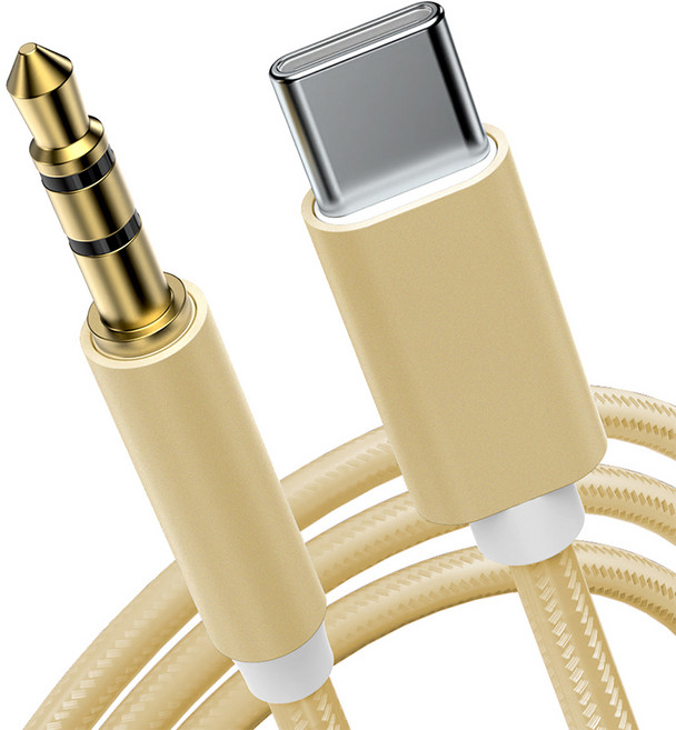 구스페리 C타입 AUX 차량용 케이블 3.5mm, 골드, 1개