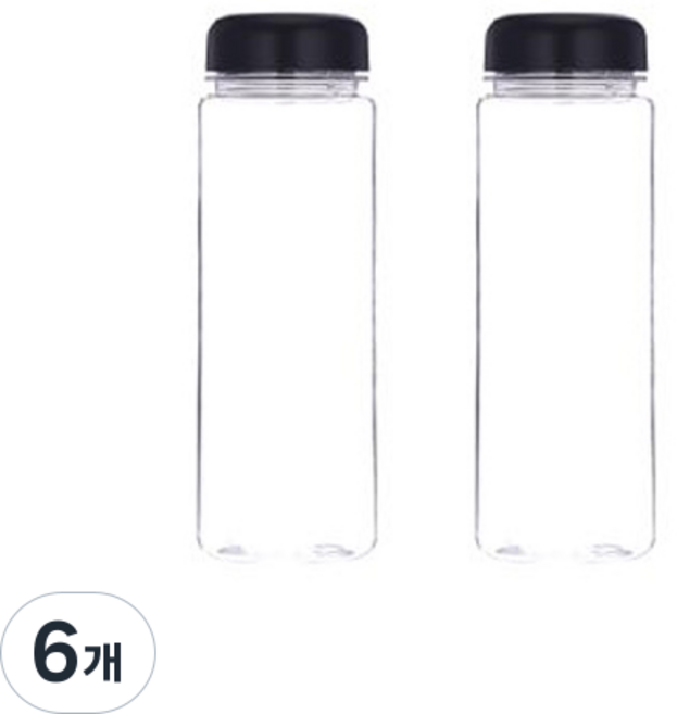 위드컴퍼니 마이보틀 무지 페트, 블랙, 500ml, 6개