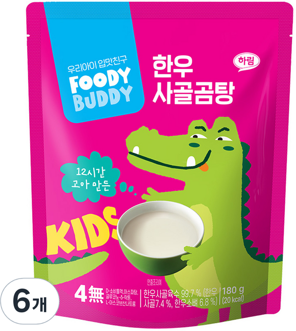 푸디버디 유아용 한우 사골곰탕, 180g, 6개