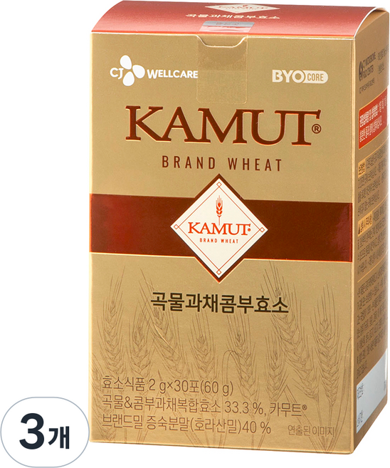 BYO 카무트 곡물 과채 콤부효소, 60g, 3개