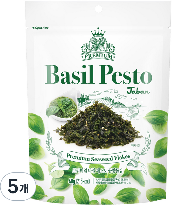 갓반찬 프리미엄 바질페스토 김자반, 5개, 40g