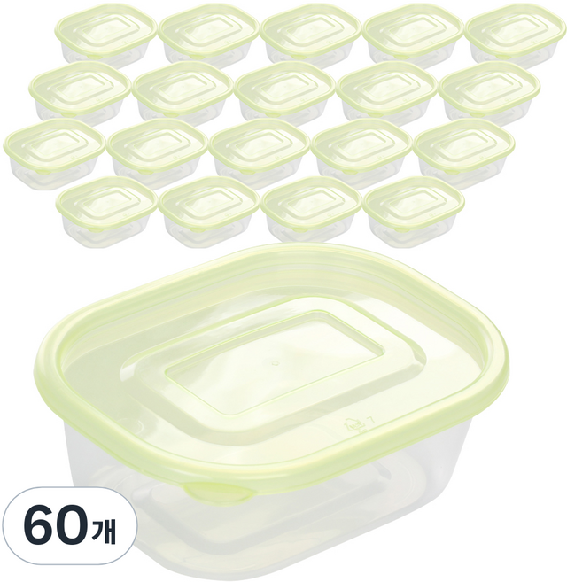 COOK&LOCK S350多用途長方形保鮮盒 淡綠色 350ml, 60個, 保鮮盒+蓋子