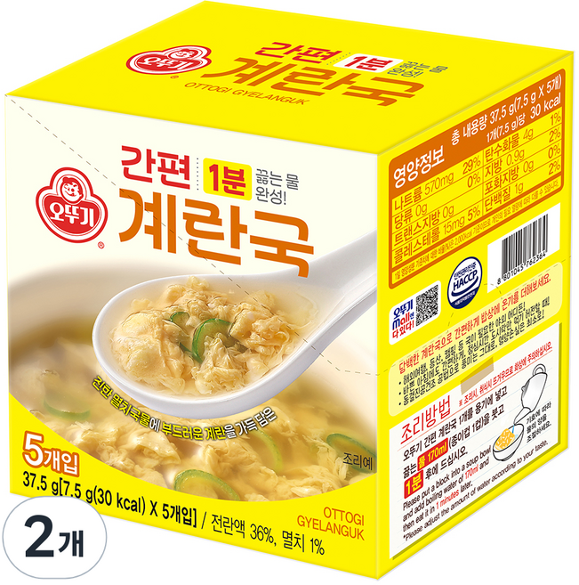 오뚜기 간편 계란국 5개입, 37.5g, 2개